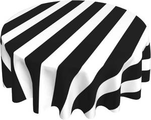 lot 900 image: Black White Stripes Round Tablecloth 60 Inch Washable Reusable Decoration Table Cover for Kitchen Party - Retail $17