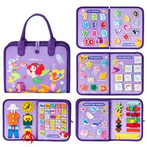 lot 915 image: hahaland Busy Board Montessori Toys - 3 Year Old Girl Gifts Bithday Gift Ideas 3rd - 8 in 1 Preschool Learning Activities - Educational Toys Little Girls Age 3 Travel Busy Book for Airplane Car Rides - Retail $20