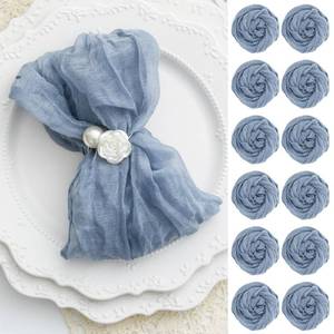 lot 927 image: 60 Pack Dusty Blue Cheesecloth Napkins Washable 21x21 Inches Dusty Blue Cloth Napkins Set of 60 Bridal Baby Shower Dinner Table Napkins for Wedding Rustic Boho Cotton Gauze Summer Party Table Decor - Retail $38