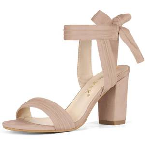 lot 935 image: Allegra K Women Open Toe Ankle Tie Back Chunky Nude Heel Sandals 10.5 M US - Retail $45