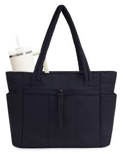 lot 942 image: Wandering Nature Puffer Tote Bag with Cup Holder & Laptop Compartment & Trolley Sleeve for Travel, Work, Nurse, Women - Retail $20