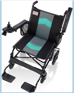 lot 18817 image: 22 Wide Electric Wheelchairs for Adults, 350 lbs Capacity Lightweight Foldable Power Wheelchair, All-Terrain Motorized Wheelchair for Travel, Home Care & Daily Mobility, Blue - Retail $699