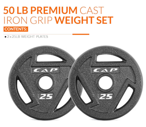 lot 18818 image: CAP Barbell 2-Inch Olympic Weight Plate 2-25lb plates - Retail $69