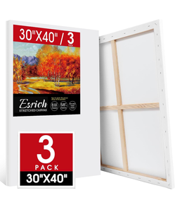 lot 18855 image: ESRICH Stretched Canvas for Painting 30x40 Inch, 3Pack Large Canvas for Painting, Primed Acid-Free Cotton Blank Canvases, Art Paint Canvases for Oil Paint,Watercolor,Acrylic Paint,Gouache and Tempera. - Retail $69
