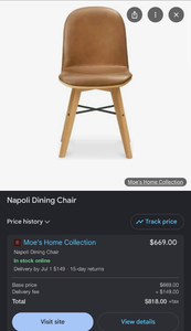 lot 18856 image: Napoli Dining Chair - Retail $669