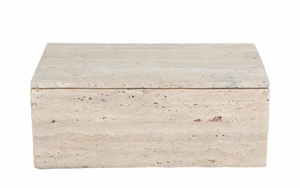 lot 18868 image: Sagebrook Home Travertine Tan 13x8 Decorative Box - 13 x 8 x 5 - Retail $165