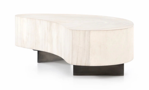 lot 18776 image: Four Hands Avett Coffee Table - Bleached Guanacaste Short Table 12 height - Retail $1,799