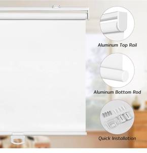lot 18785 image: SEEYE Cordless Roller Shades for Windows, 100% Blackout Window Blinds for Privacy & UV Protection, Pull Down Room Darkening Door Blinds, Easy to Install for Home and Office (56 W x 72 H, White) - Set of 2  - Retail $82