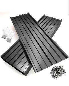 lot 18821 image: NeatiEase 10 Pcs Metal Roofing Panels, 6.1 Feet Corrugated Galvanized Roofing Panels Metal Siding Panels with Steel Screws for Pergola, Gazebo, Shed, Outdoor Storage, Chicken Coop,Garages (Black) - Retail $159