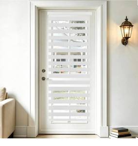 lot 18826 image: SEEYE Cordless Zebra Blinds for Window, French Door Blinds Free-Stop Roller Window Shades with Valance 68 W x 72 H, 95% Blackout Window Treatment Sheer Blinds & Shades Easy to Install, White - Retail $108