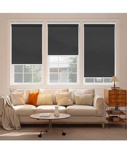 lot 18829 image: SEEYE Cordless Roller Shades for Windows, 100% Blackout Window Blinds for Privacy & UV Protection, Pull Down Room Darkening Door Blinds, Easy to Install for Home and Office (56 W x 72 H, Black) - Set of 2  - Retail $170