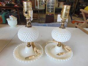 lot 4334 image: Pair of Milk Glass Lamps