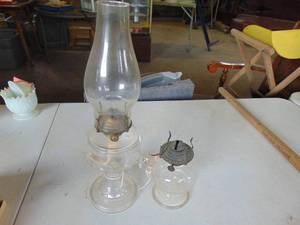 lot 4337 image: Pair of Small Size Oil Lamps -