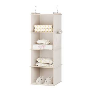 lot 9 image: YOUDENOVA Hanging Closet Organizer, 4-Shelf Closet Hanging Storage Shelves, Beige - Retail $15