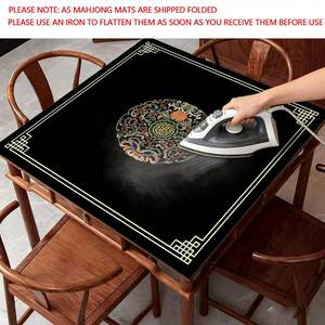 lot 10 image: Chinese Style Mahjong Mat, 31.5  31.5 Anti Slip and Noise Reduction Mahjong Table Mat for Poker, Card, Board & Tile Games (Black) - Retail $17