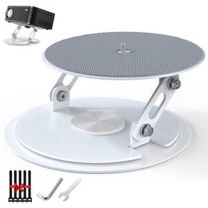lot 12 image: DAWASAPAT Foldable Desktop Projector Stand, Universal 360°Adjustable Table Mount 14 Screw��360° Rotation PJ Holde Black Projector Tray for Home Office Studio with Cable Ties - Retail $20
