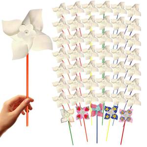 lot 255 image: 4Es Novelty 24 Pack DIY Pinwheels Craft for Kids, Bulk Summer Pinwheel Craft Kit, Color Your Own Paper Windmill Patriotic Pinwheels for Kids Bulk 4th ofJuly Craft for Kids Art Games - Retail $23