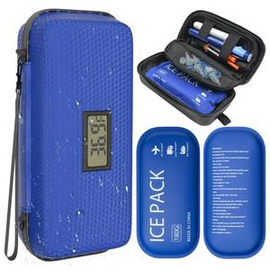 lot 256 image: Insulin Cooler Travel Case TSA Approved Diabetic Medicine Cooling Bag with Digital Temperature Display, 2 Ice Pack - Retail $23