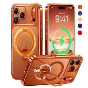 lot 257 image: CASEKOO Glossy 360 Spin Magnetic Stand for iPhone 17 Pro Max Case Fit for MagSafe17FT Military Protection Slim Hand-Polished Frame Titanium Alloy Sturdy Stand 6.9, Glossy Cosmic Orange - Retail $43