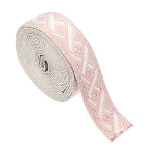 lot 259 image: uxcell 4.75 Yards Cotton Webbing Strap, 1.5-inch(38mm) Jacquard Webbing Ribbon Embroidery Polyester Webbing Straps Purse Strap Belt for Purse Bag Crafts Clothing, Cream-Pink - Retail $15