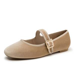 lot 262 image: Trary Womens Nude Ballet Flats,Square Toe Velvet Mary Jane Shoes Women,Comfortable Dress Shoes for Women Dressy,Size 6 - Retail $312
