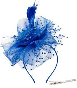 lot 279 image: TEBIEKOY Fascinators Hats for Women Tea Party Royal Blue Fascinators for Women Kentuckye Derbye Headbands Hat with Clip - Retail $13