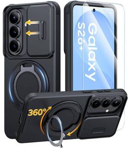 lot 286 image: JAME for Samsung Galaxy S26 Plus Case, Ring Holder Stand Kickstand, Slide Camera Cover with Screen Protector, Dual-Layer Shockproof Protective, Magnetic Accessory Friendly S26 Plus Phone Case, Black - Retail $12