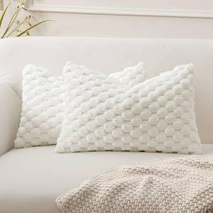 lot 289 image: MIULEE White Faux Fur Lumbar Decorative Throw Pillow Covers 12x20 Inch Set of 2 Super Soft Cozy Plush Cushion Cases Luxury Fluffy Pillowcases for Sofa Couch Bed Living Room - Retail $13