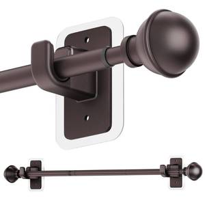 lot 308 image: ENJOYBASICS No Drill Curtain Rods for Window 28 to 47 Inches, 58 Inch Diameter Renter Friendly Drapery Rod with Adhesive Brackets Without Drilling, Adjustable from 27 to 52 Inches, Bronze - Retail $17