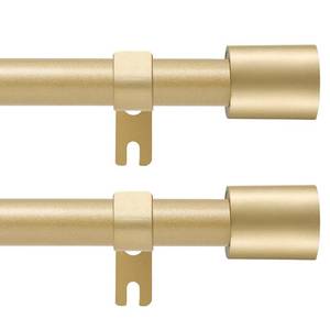 lot 309 image: Curtain Rod for Windows 48 to 84 Inch, 2 Pack 58 Inch Gold Adjustable Curtain Rod, with 4 Brackets, Easy Installation and Simple End Caps, For Living Room, Bedroom, Outdoor - Retail $23