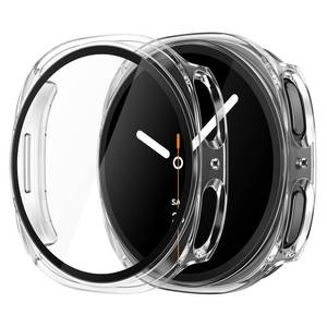 lot 317 image: Misxi 2-Pack Hard PC Case with Tempered Glass Screen Protector for Samsung Galaxy Watch 8 44mm, Overall Protection Anti-Slip Scratch-Resistant Cover for Galaxy Watch8, Transparent - Retail $10