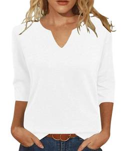lot 350 image: JomeDesign White Blouses for Women Dressy Casual 34 Sleeve Tunic Tops V Neck Tshirts XL - Retail $8