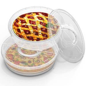 lot 351 image: 12inch 2 Pack Food Storage Container with Lid and Handle, Reusable 2 Compartments Pizza Slice Storage Container, Round Pie Carrier Leftover Pizza Keeper for Food Cake Cheesecake Tortilla Pastry - Retail $26