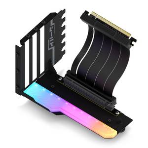 lot 358 image: EZDIY-FAB Vertical GPU Mount with High-Speed PCIE 4.0 Riser Cable, ARGB Module, 115mm4.52in Flexible Extension, 90 Degree Connector, Only Compatible to Full-Opened PCIe Slots-Black-YIHPI344-2 - Retail $50