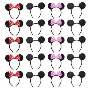 lot 369 image: NEWTGAN 20 PCS Mouse Ears Headbands for Birthday Party Theme Park Costume Play Celebration for Boys and Girls (3color) (3 Color) - Retail $18