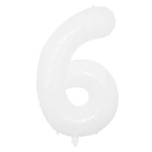 lot 370 image: 32 inch White Number Foil Helium Balloons 0 1 2 3 4 5 6 7 8 9 Birthday Party Baby Shower Decoration Adult Wedding Helium Globos (32 inch White 6) - Retail $5