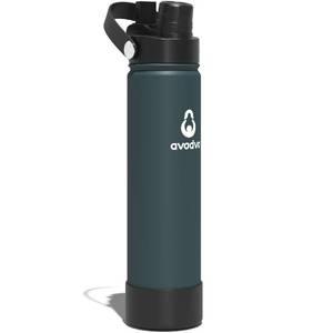 lot 375 image: avodvo 24oz Insulated Water Bottle with 2-in-1 Straw and Spout Lid, Keeps Cold 24H, Leak-Proof, BPA-Free, Slim Water Bottle Fits in Car Cup Holder, for Gym, Travel, School and Daily Use, IndigoBlack - Retail $331