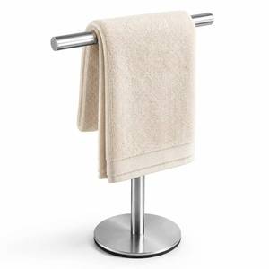lot 389 image: Bath Hand Towel Holder Standing, 13 Inch T-Shape Towel Bar Rack Stand, SUS304 Stainless Steel Brushed Finish,Tower Bar for Bathroom Kitchen Vanity Countertop - Retail $13