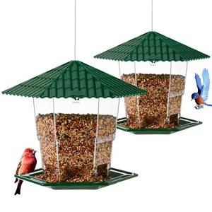 lot 390 image: Jealoeur 2 Pack Bird Feeders for Outdoors Hanging Bird Feeder Wild Birds Seed, Green BB - Retail $22
