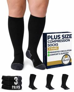 lot 398 image: Pembrook� Plus Size Compression Socks Wide Calf - 3 Pairs, 20-30mmHg, Extra Wide Calf Circulation Support for Swelling and Edema, Compression Socks Plus Size, Black with Dark Gray - Retail $14