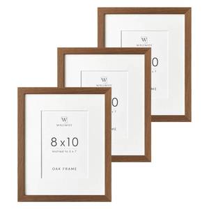 lot 399 image: 8x10 Picture Frame, Solid Oak Wood 8 x 10 Photo Frame with Mat to 5x7(Openning Size is 4.5x6.5), 10x8 Picture Frames for Wall and Tabletop Display, Natural Oak 8x10 Frame, (Walnut Set of 3) - Retail $28