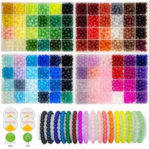 lot 403 image: 2500PCS 8mm Glass Beads Bracelet Making Kit, 96 Colors Crystal Beads for Jewelry Making, 4 Box Round Beads Suitable for Beginners - Retail $25