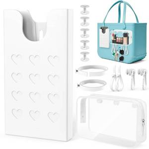 lot 411 image: UJOYOK 8PCS Accessories for Bogg Bag, Hole Bags Organizer with Phone Holder,Cup Holder & PVC Clear Bags, Hooks and Keychain, Compatible with Original Medium Large Bogg Bag & Other Hole Bag (White) - Retail $18