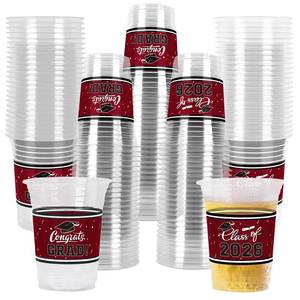 lot 416 image: Gatherfun Class of 2026 Celebration - 100 Pcs 16oz Maroon Graduation Plastic Cups for Sturdy & Durable Drinkware for Grad Festivities  Essential Graduation Party Supplies & Decorations - Retail $25