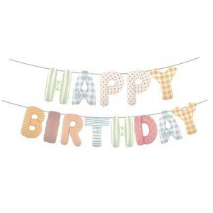 lot 417 image: Vrukiaa Colorful Happy Birthday Banner Foil Letter Balloon, 14 Inch 3D Plaid, Polka Dots, Stripes Patterned Reusable Mylar Foil Letters, Birthday Decorations (Birthday Banner 1) - Retail $11