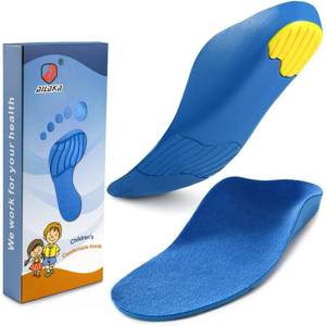 lot 419 image: Ailaka Kids Orthotic Cushioning Arch Support Shoe Insoles, Children Pu Foam Inserts for Flat feet, Plantar Fasciitis, Feet Heel Pain Relief Blue - Retail $23