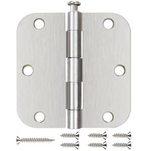lot 423 image: 6 Pack Nickel Door Hinges Brushed Nickel 3 12 Interior Door Hinges Satin Nickel 3.5 Inch with 58 Radius Corners 3 �x 3 � Silver Hardware Controls JIW Garage Factory - Retail $15