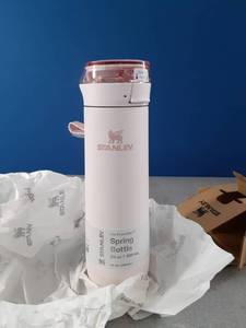lot 424 image: STANLEY Flowstate Spring Bottle  Leakproof Water Bottle with Carry Strap & Flip-Top Locking Lid  Insulated Stainless Steel  Fits Most Cup Holders  BPA-Free  20 oz  Rose Quartz