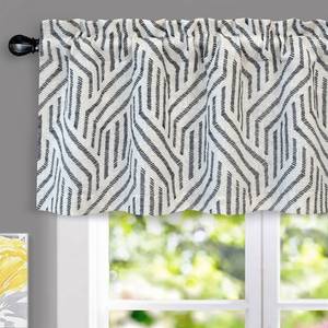 lot 426 image: DriftAway Farmhouse Linen Lined Valance Double Layer Thermal Insulated Room Darkening Blackout Window Valances 3 Inch Rod Pocket Striped Kitchen Valance Single 52 Inch by 18 Inch Briony Black - Retail $23