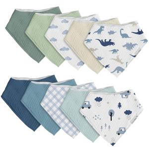 lot 435 image: egmao baby Muslin Bibs for Drooling and Teething,10 Pack Drool Bibs for Boys Girls,100% Cotton Soft for Infant,Newborn - Retail $14